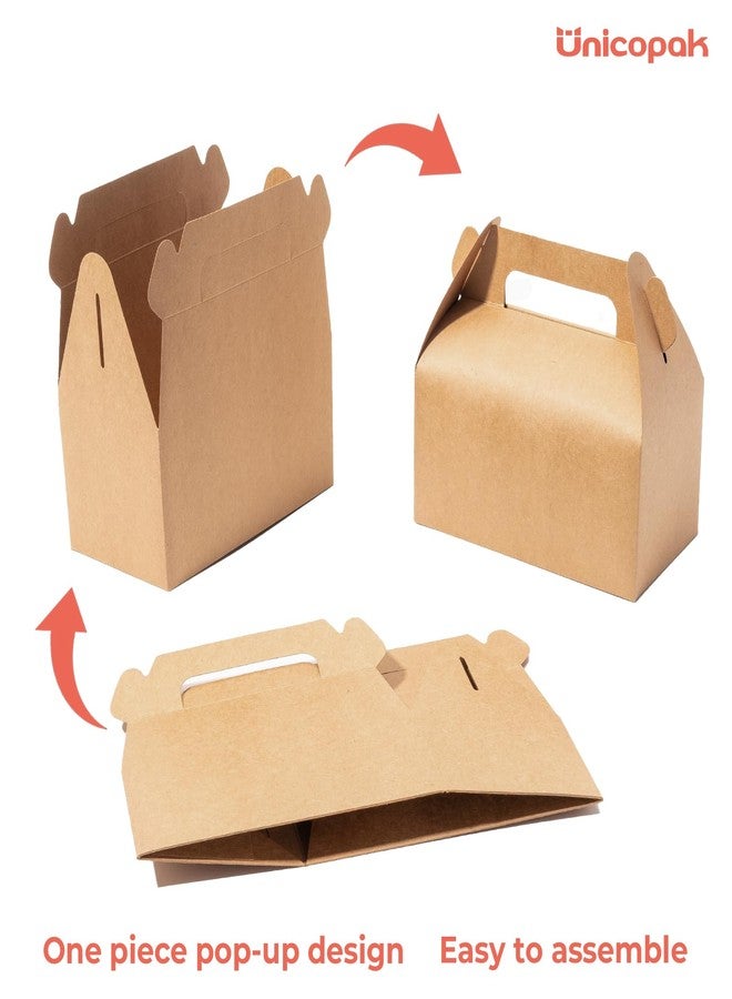 UnicoPak 10 Pack Brown Gable Treat Boxes Party Favor Boxes Goodie Gift Boxes for Snacks Cookie Candy Toys Birthday Party Wedding Holidays 6.5x3.5x4 Inches - Image 3